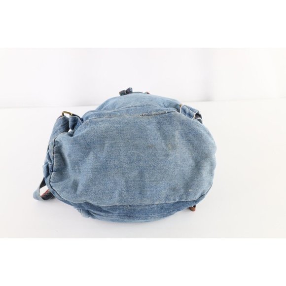 Vintage 90s Streetwear Distressed Denim Jean Top Loader Rucksack Backpack Bag
